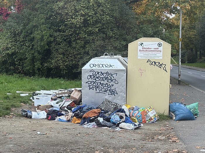 Der Containerstandort an der Schlachthofstraße ist vollgemüllt.